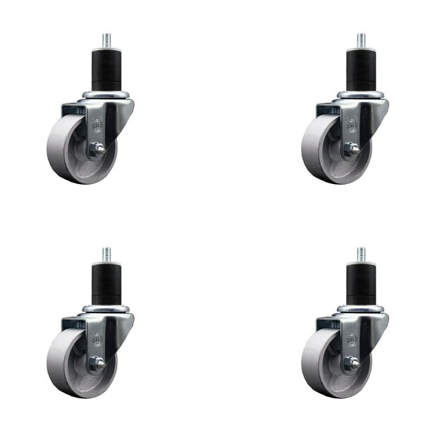 Service Caster 3'' Semi Steel Wheel Swivel 1-3/4'' Expanding Stem Caster Set, 4PK SCC-EX20S315-SSR-134-4 - main